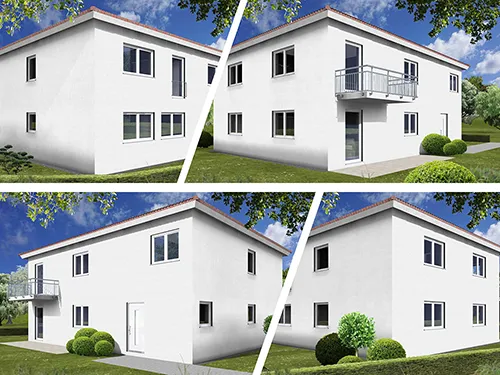 Abbildung Haus vier Perspektiven
