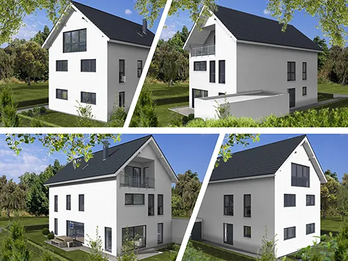 Abbildung Haus vier Perspektiven