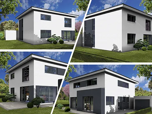 Abbildung Haus vier Perspektiven