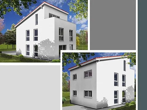 Abbildung Haus zwei Perspektiven