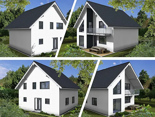 Abbildung Haus vier Perspektiven