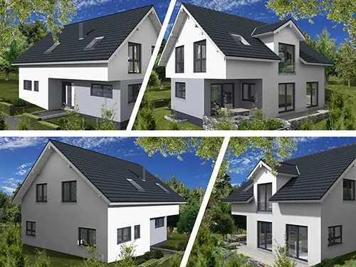 Abbildung Haus vier Perspektiven