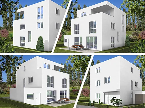 Abbildung Haus vier Perspektiven