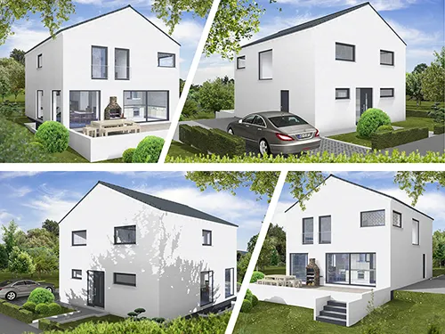 Abbildung Haus vier Perspektiven