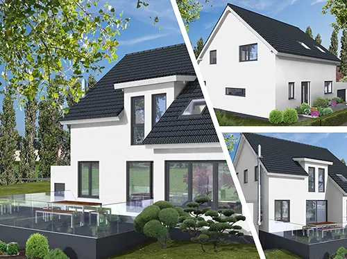 Abbildung Haus drei Perspektiven