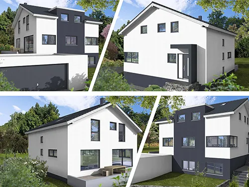 Abbildung Haus vier Perspektiven