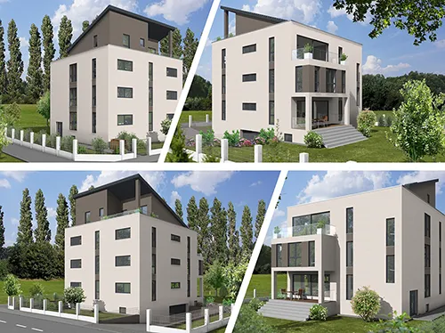 Abbildung Haus vier Perspektiven