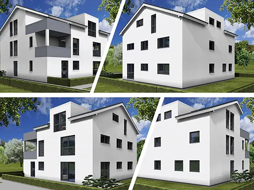 Abbildung Haus vier Perspektiven