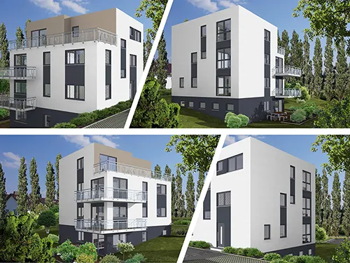Abbildung Haus vier Perspektiven
