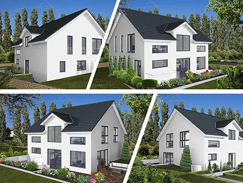 Abbildung Haus vier Perspektiven