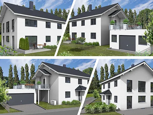 Abbildung Haus vier Perspektiven
