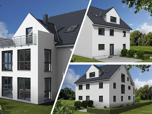 Abbildung Haus drei Perspektiven