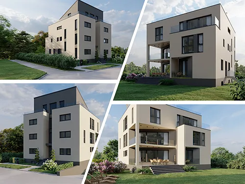 Abbildung Haus vier Perspektiven
