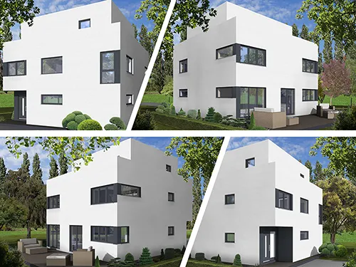 Abbildung Haus vier Perspektiven