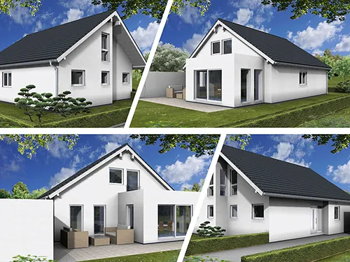Abbildung Haus vier Perspektiven