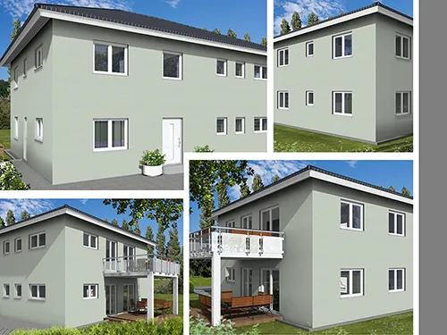 Abbildung Haus vier Perspektiven