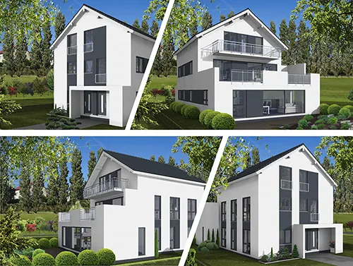 Abbildung Haus vier Perspektiven